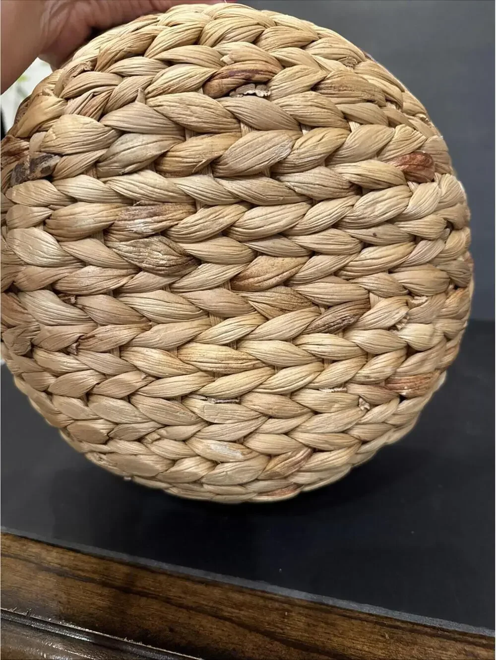 Natural Woven Basket, Round With Handles For Home Decor